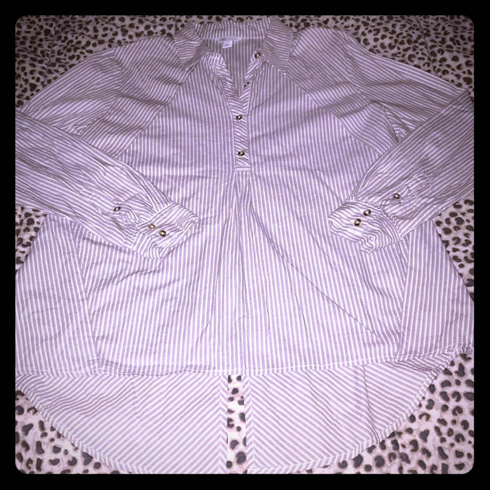 Tan and white striped top